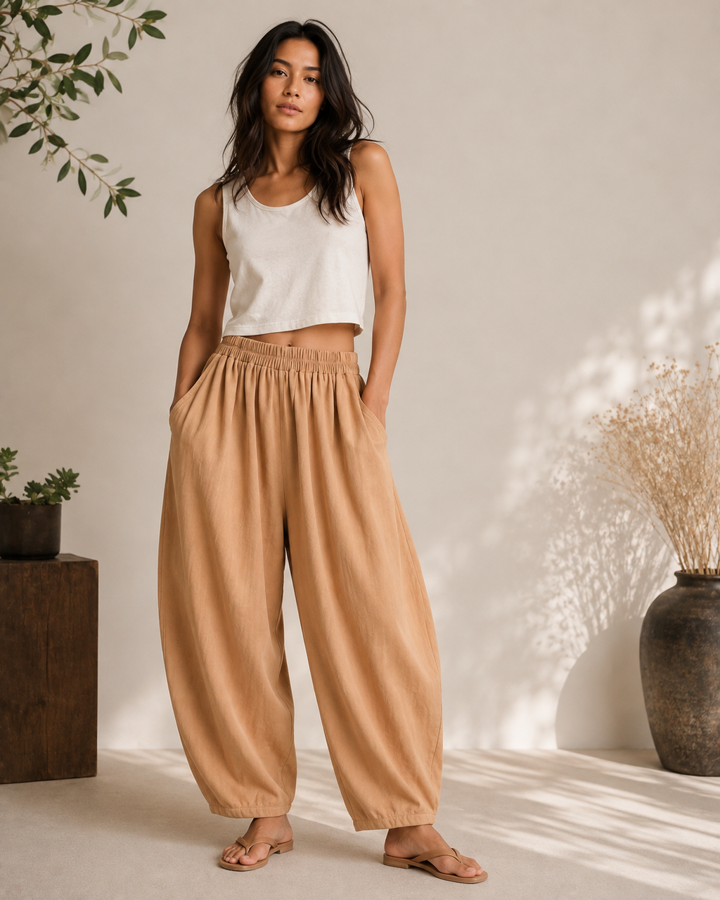 Barrel Pants- Honey Tan